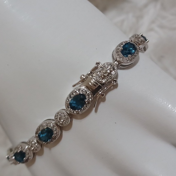 Colleen Lopez London Blue Topaz and White Zircon Bracelet NEW - Picture 3 of 11